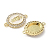 Brass Micro Pave Clear Cubic Zirconia Enamel Oval with Saint Jude Connector Charms KK-L243-11G-A-3
