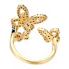 Cubic Zirconia Triple Butterfly Open Cuff Rings RJEW-N037-042A-2