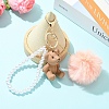 ABS Plastic Imitation Pearl & Plastic Bear Keychains KEYC-YW00296-4