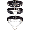 3Pcs 3 Styles Punk-style Imitation Leather Chocker Necklaces NJEW-CL0001-25-1