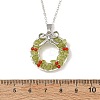 Transparent Glass and Natural Peridot Chip Wire Wrapped Pendant Brass Cable Chain Necklaces NJEW-TA00274-4