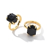 Hexagon Natural Obsidian Finger Rings RJEW-B113-02G-08-2