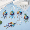  5Pcs 5 Styles Copper Wire Wrapped Natural & Synthetic Gemstone Chip Keychain KEYC-TA0001-21-5