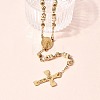 304 Stainless Steel Rosary Bead Necklaces Cross Virgin Pendant Necklaces NJEW-P348-01G-1
