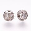 Brass Micro Pave Cubic Zirconia Beads ZIRC-G092-24P-05-1