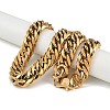 Ion Plating(IP) Non-Tarnish 304 Stainless Steel Cuban Link Chain Necklaces NJEW-P288-19G-1
