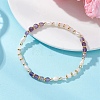 Natural Gemstone & Cultured Freshwater Pearl Cube & Rice Beaded Stretch Bracelets for Women BJEW-JB13390-6