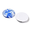 Blue and White Floral Printed Glass Cabochons GGLA-A002-30mm-XX-2