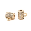 Brass Micro Pave Clear Cubic Zirconia Tube Bails KK-B100-015G-2