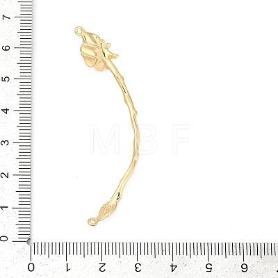 Brass Curved Bar Flower Connector Charms KK-P302-07G-1