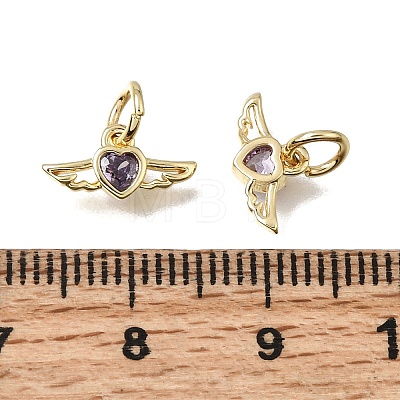Brass Micro Pave Purple Cubic Zirconia Charms CU-L001-19G-08-1