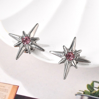 Rhinestone Star Clip-on Earrings EJEW-B116-01P-03-1