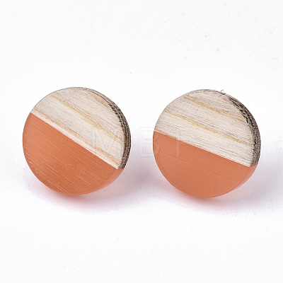 Transparent Resin & Wood Stud Earrings EJEW-N017-003A-D07-1