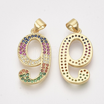 Brass Cubic Zirconia Pendants ZIRC-S062-01B-9-1