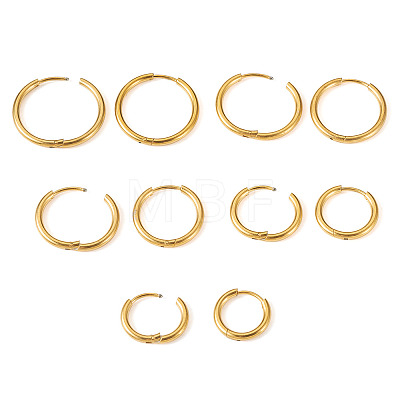  10Pcs 5 Size 316L Surgical Stainless Steel Huggie Hoop Earrings for Girl Women EJEW-TA0001-10-1