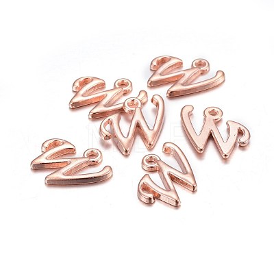 Rose Gold Plated Alloy Letter Pendants X-PALLOY-J718-01RG-W-1