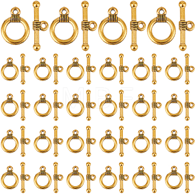 120Pcs Tibetan Style Alloy Toggle Clasps FIND-SP0001-21AG-1