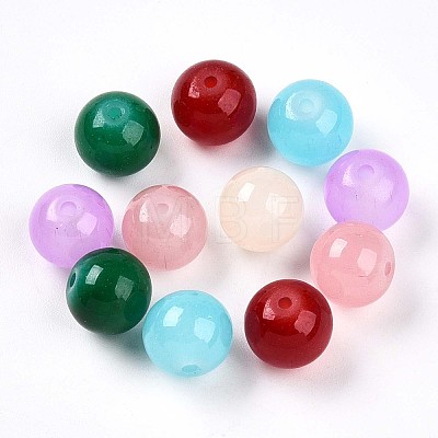Baking Paint Imitation Jade Glass Beads X1-DGLA-Q021-10mm-M-1