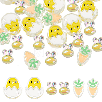 30Pcs 3 Style Transparent Acrylic Enamel Beads OACR-SC0001-13-1