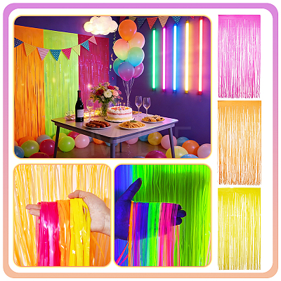 3Pcs 3 Colors Plastic Foil Fringe Curtains DIY-ME0003-73A-1