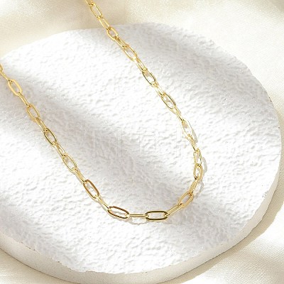 Brass Paperclip Chain Necklaces NJEW-A042-17G-02-1