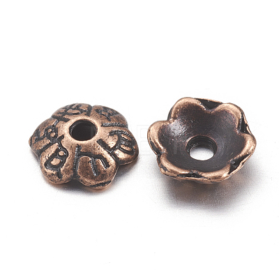 6-Petal Tibetan Style Alloy Flower Bead Caps LS-TIBE-S220-R-NR-1