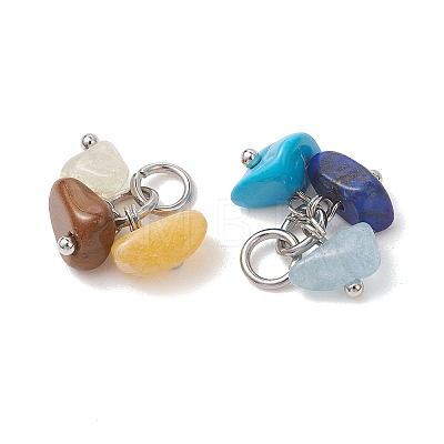 5Pcs Natural & Synthetic Mixed Gemstone Pendants PALLOY-JF05353-01-1