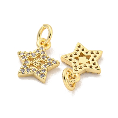 Brass Micro Pave Clear Cubic Zirconia Charms KK-Z044-29G-1