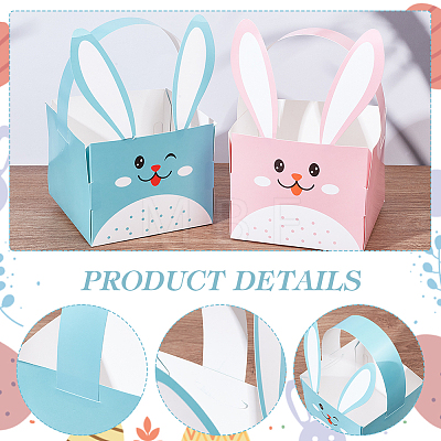Rabbit Paper Storage Gift Boxes with Handle CON-WH0095-40-1
