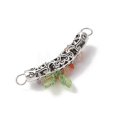 Alloy Curved Tube Wrapped Acrylic & Resin Flower Connector Charms PALLOY-JF03890-1