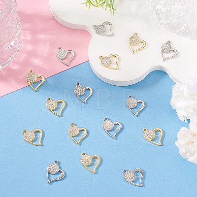 16Pcs 2 Colors Rack Plating Alloy Micro Pave Rhinestone Pendants FIND-TA0010-16-1