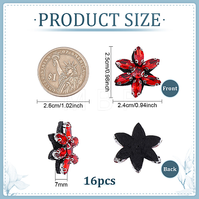 16Pcs Glass Sew On Patches PATC-FG0003-86B-1