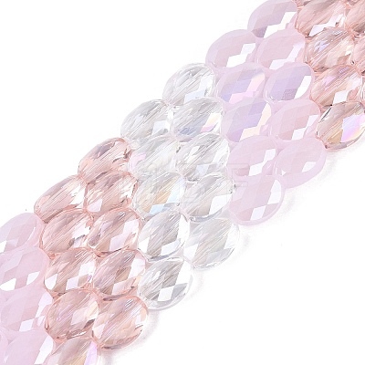 Electroplate Imitation Jade & Opaque & Transparent Glass Beads Strands EGLA-Q135-8x11MM-01B-1