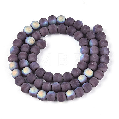 Frosted Opaque Glass Beads Strands GLAA-T032-P6mm-MBB15-1