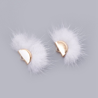 Faux Mink Fur Semi Circle Pendants WOVE-F021-02G-09-1-1