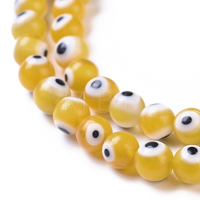 Handmade Evil Eye Lampwork Round Bead Strands LAMP-L055-6mm-01-1