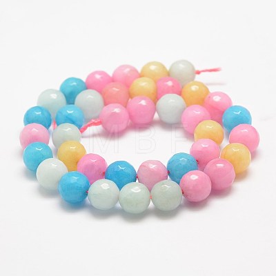 Faceted Natural White Jade Beads Strands X-G-F447-10mm-I19-1