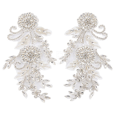 1Pair Flower Beading Cloth Embroidery Ornaments Accessories DIY-FG0010-47A-1