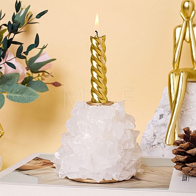 Natural Quartz Crystal Candle Holders PW-WG32462-08-1