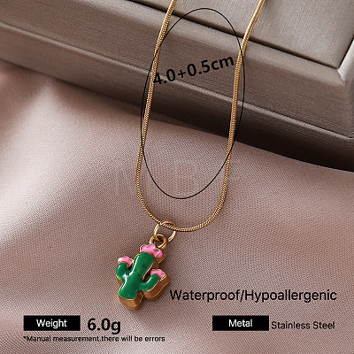Vintage Cinco de Mayo 304 Stainless Steel Enamel Pendant Round Snake Chain Necklaces for Women QH4448-2-1