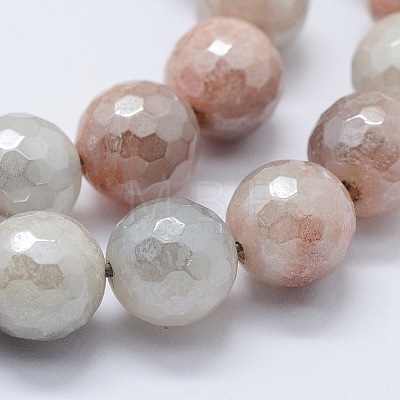 Electroplated Natural Imitation Sunstone Gemstone Beads Strands G-G749-06B-6mm-1