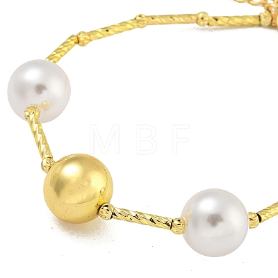 Rack Plating Brass Round Beaded Bracelets for Women BJEW-B106-23G-1