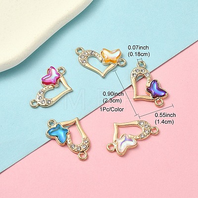 6Pcs 6 Colors Alloy Crystal Rhinestone Connector Charms FIND-YW0004-02-1