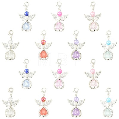 14Pcs 7 Style Acrylic & Alloy Pendant Decorations HJEW-FS00075-1