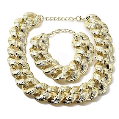 Electroplated CCB Curb Chain Necklace & Bracelets Set SJEW-G084-01G-1