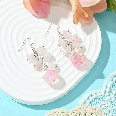 4 Pairs Natural Mixed Stone & Natural Quartz Dangle Earrings for Women EJEW-TA00560-1