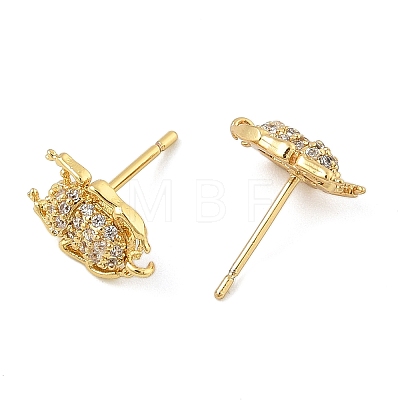 Brass Micro Pave Clear Cubic Zirconia Stud Earrings EJEW-R016-26G-07-1