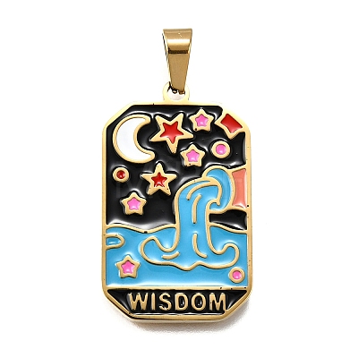 Tarot 304 Stainless Steel Enamel Pendants STAS-M119-09F-G-1
