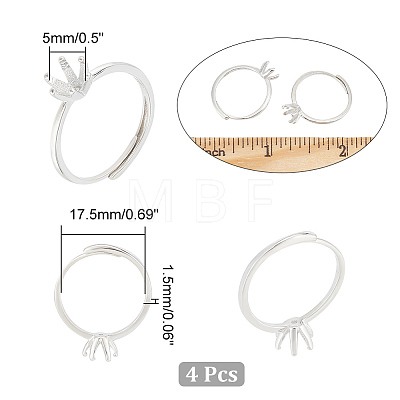  4Pcs Brass Adjustable Ring Settings FIND-NB0004-62B-1