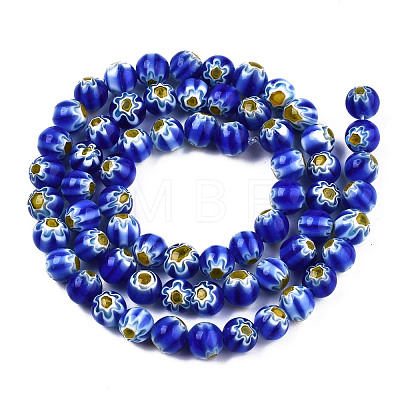 Round Millefiori Glass Beads Strands LK-P001-34-1